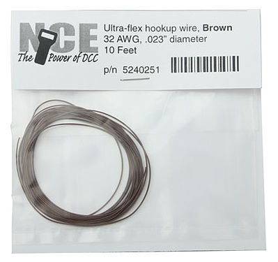 NCE 32 AWG Brown Ultra-flex Wire (10) Model Railroad Hook Up Wire #251