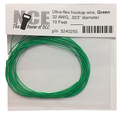 NCE 30 AWG Green 10 Ultra Flex Model Railroad Hook Up Wire #255