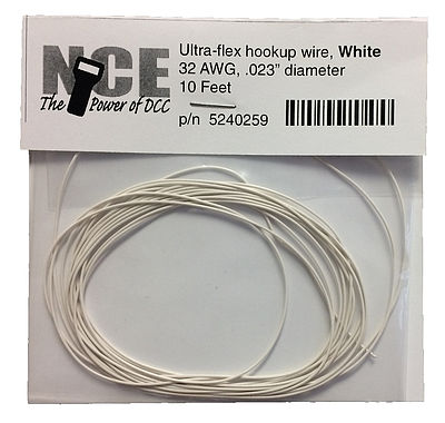 NCE 30 AWG White 10 Ultra Flex Model Railroad Hook Up Wire #259