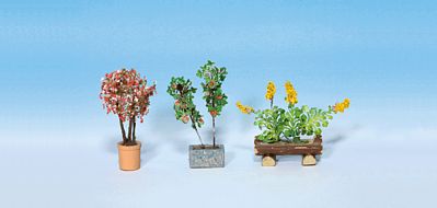 Noch Ornamental Plants in Flower Pots Set #1 (3) HO Scale Model Railroad Accessory #14014