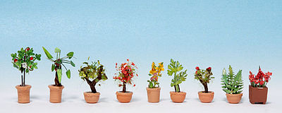 Noch Ornamental Plants in Flower Pots Kit #2 pkg(9) N Scale Model Railroad Accessory #14082