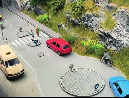 Noch Traffic Island Set - Laser-Cut Minis Roundabout and Islands plus 49 European Signs and More