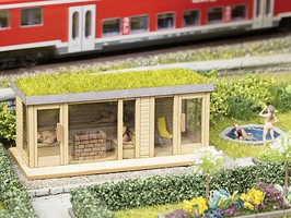 Noch Laser-Cut Wooden Sauna Kit w/ View HO Scale Model Railroad Building #14397
