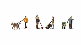 Noch People with Dogs Figures HO Scale Model Railroad Building Accessory #15471