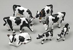 Noch Black & White Cows (7) HO Scale Model Railroad Figure #15721