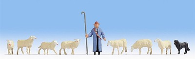 Noch HO Sheep (7), Shepherd & Dog HO Scale Model Railroad Figure #15748