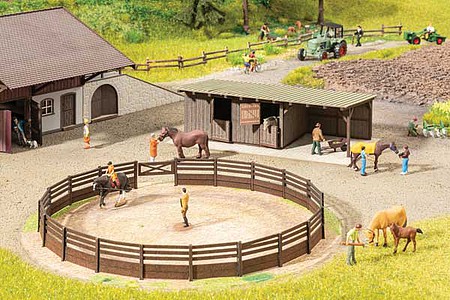 Noch Riding Arena w/ Horse Barn HO Scale Model Railroad Building Accessory #66717