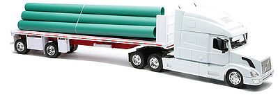 New-Ray Volvo VN780 w/Flatbed Trailer & Pipe Load Diecast Model Truck 1/32 scale #14223