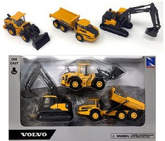 New-Ray 5.5'' Construction Vehicle Set- A25G Articulated Dump Truck, EC140E Excavator, L60H Wheel Loader (Die Cast)