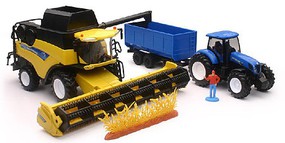 New-Ray 1/18 New Holland Harvester CR9090 Farm Vehicle & Tractor w/Trailer (Die Cast)