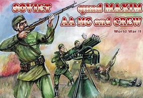WWII Soviet Quad Maxim AA MG (3) w/15 Crew