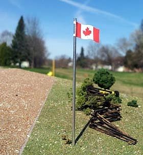 Osborn Canadian Flag + Pole 3 pack (wooden kit) N Scale Model Railroad Building Accessory #3093