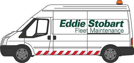 Oxford Ford Transit Van with Long Wheelbase and High Roof - Assembled Eddie Stobart Fleet Maintenance (white, green, red) - N-Scale