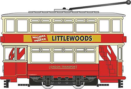 Oxford Dick Kerr Double-Deck Trolley - Assembled London Transport (red, cream) - N-Scale