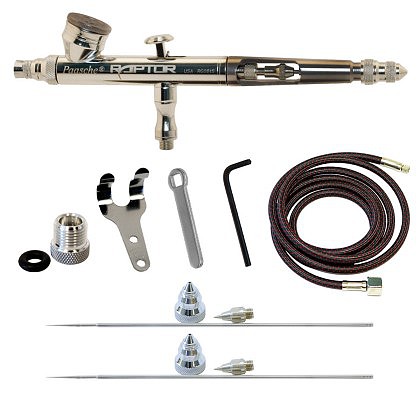 Paasche Raptor Gravity Feed Double Action Airbrush Set w/.38mm, .66mm Heads (RG-3AS)