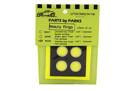 Parts-By-Parks Beauty Rings 5/8 dia. Flat Surface (Chrome) (4) Plastic Model Vehicle Acc Kit 1/25 #6009