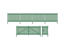 Peco HO Modern Palisade Fencing with Gates  (1460mm)