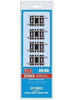 Peco Code 100 Special Short Straight Track (4) HO Scale Nickel Silver Model Train Track #st2003