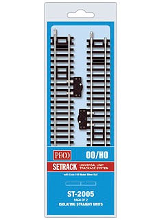 Peco Code 100 Isolating Standard Straight Track (2) HO Scale Nickel Silver Model Train Trac #st2005