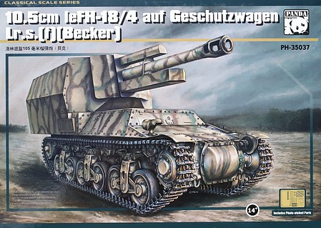 Panda 10.5cm leFH18/4 LrS(f) Becker Heavy Gun on Tank Plastic Model Tank Kit 1/35 Scale #35037