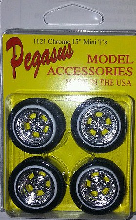 Pegasus Mini Ts Rims w/Tires (4) Plastic Model Tire Wheel Kit 1/24 - 1/25 #1121