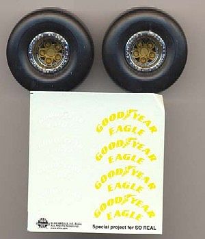 Pegasus Dragster Rear Rims w/Slicks (2) & Goodyear Eagle Decals Plastic Model Tire 1/24 Scale #1162