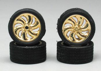 Pegasus Cyclone Rims/Tires Gold Plastic Model Tire Wheel 1/24 Scale #1220