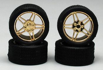Pegasus Elite Gold Rims w/Tires (4) Plastic Model Tire Wheel 1/24 Scale #1224