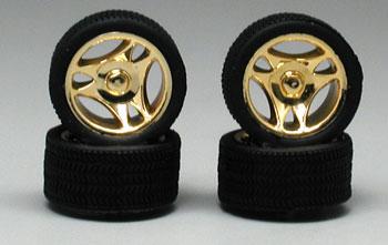 Pegasus Deep 32 Rims/Tires Gold (4) Plastic Model Tire Wheel 1/24 Scale #1232