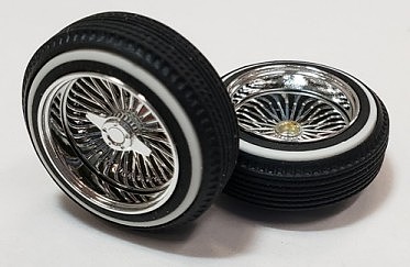 Pegasus Dzs Chrome Shallow Rims Whitewall Tires (4) Plastic Model Tire Wheel Kit 1/24 - 1/25 #1311