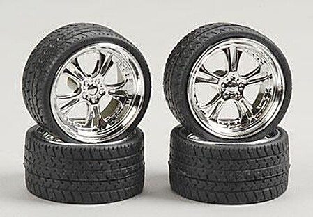 Pegasus Phat Daddies w/Tires 23 Chrome (4) Plastic Model Tire Wheel 1/24 Scale #2303