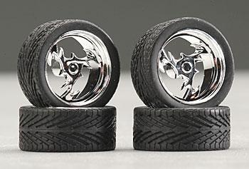 Pegasus 23 Lightning Chrome Wheels/Tires (4) Plastic Model Tire Wheel 1/24 Scale #2307