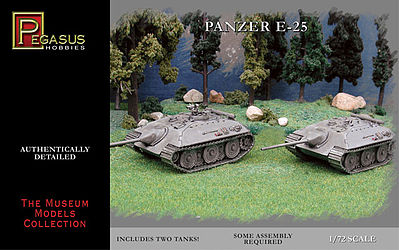 Pegasus German Panzer E25 Tank (2) (Snap) Plastic Model Military Vehicle Kit 1/72 Scale #7602