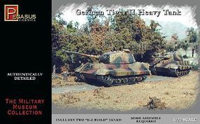 Pegasus German Tiger II Heavy Tank (2) (Snap) Plastic Model Military Vehicle Kit 1/72 Scale #7627