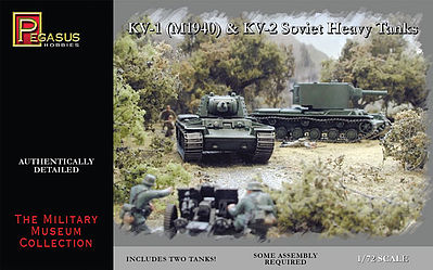 Pegasus KV1 Mod 1940 & KV2 Soviet Tank (2) (Snap) Plastic Model Military Kit 1/72 Scale #7665