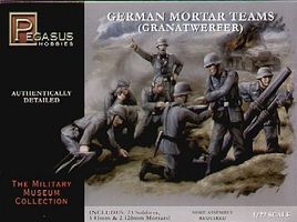 Pegasus German Mortar Team (23) Plastic Model Military Figure 1/72 Scale #c7204