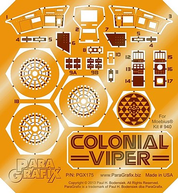 Paragraphix Colonial Viper Mk I Fighter PE Set Science Fiction Plastic Model Accessory 1/32 Scale #175