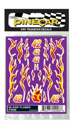 Pine-Car Pinewood Derby Blazin Flames Dry Transfer Pinewood Derby Decal and Finishing #p4008