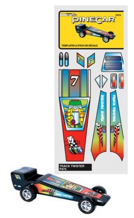 Pine-Car Pinewood Derby Track Twister Temp Stick-On Decal Pinewood Derby Decal and Finishing #p475