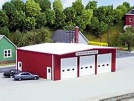 Pike-Stuff Fire Station Kit (Red) HO Scale Model Railroad Building #192