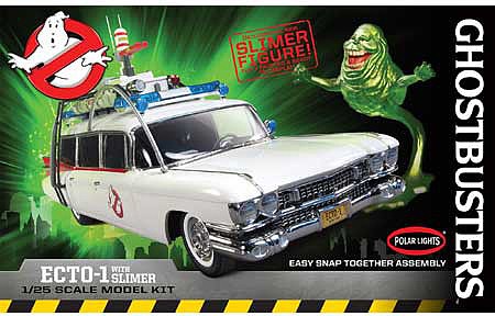 Polar-Lights Ghostbusters, Ecto-1 with Slimer Snap Tite Plastic Model Vehicle Kit 1/25 Scale #958