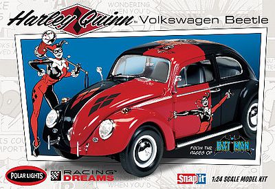 Polar-Lights Harley Quinn VW Beetle DC Comics Snap Plastic Model Car Kit 1/24 Scale #pol944