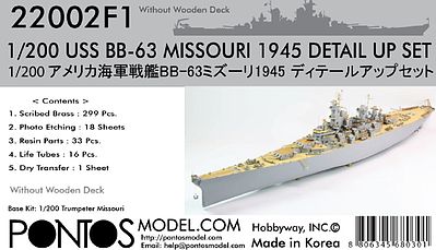 Pontos USS Missouri BB63 1945 Detail Set Plastic Model Ship Accessory 1/200 Scale #220021