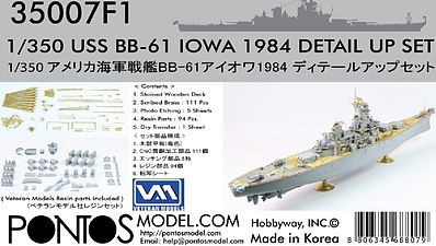 Pontos USS Iowa BB61 1984 Detail Set Plastic Model Ship Accessory 1/350 Scale #350071