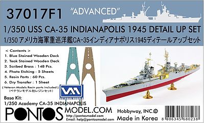Pontos USS Indianapolis CA35 1945 Detail Set Plastic Model Ship Accessory 1/350 #370171