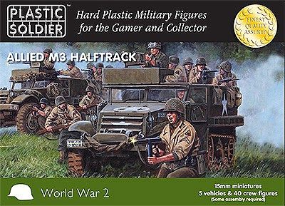 Plastic-Soldier WWII Allied M3 Halftrack (5) & Crew Plastic Model Halftrack Kit 15mm #1523