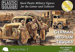 Plastic-Soldier WWII German Medium Trucks (5) Plastic Model Military Vehicle Kit 15mm #1546