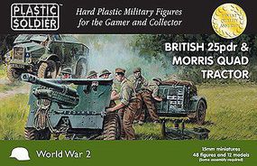 Plastic-Soldier British 25pdr Gun, Morris Quad Tractor Plastic Model Military Kit 15mm #1548
