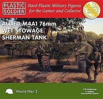Plastic-Soldier WWII Allied M4A1 76mm Wet Stowage Sherman Tank (3) Plastic Model Tank Kit 1/72 Scale #7209