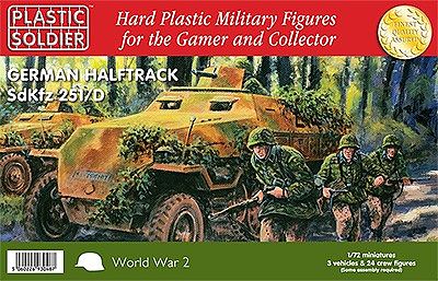 Plastic-Soldier WWII German SdKfz 251/D Halftrack (3) & Crew (24) Plastic Model Halftrack Kit 1/72 #7211